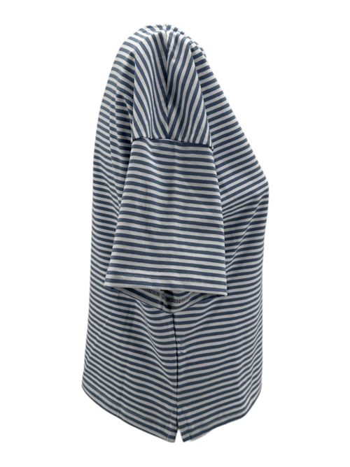 Women's white and light blue half-sleeved striped cotton t-shirt Alessandro Aste | MARIAST02